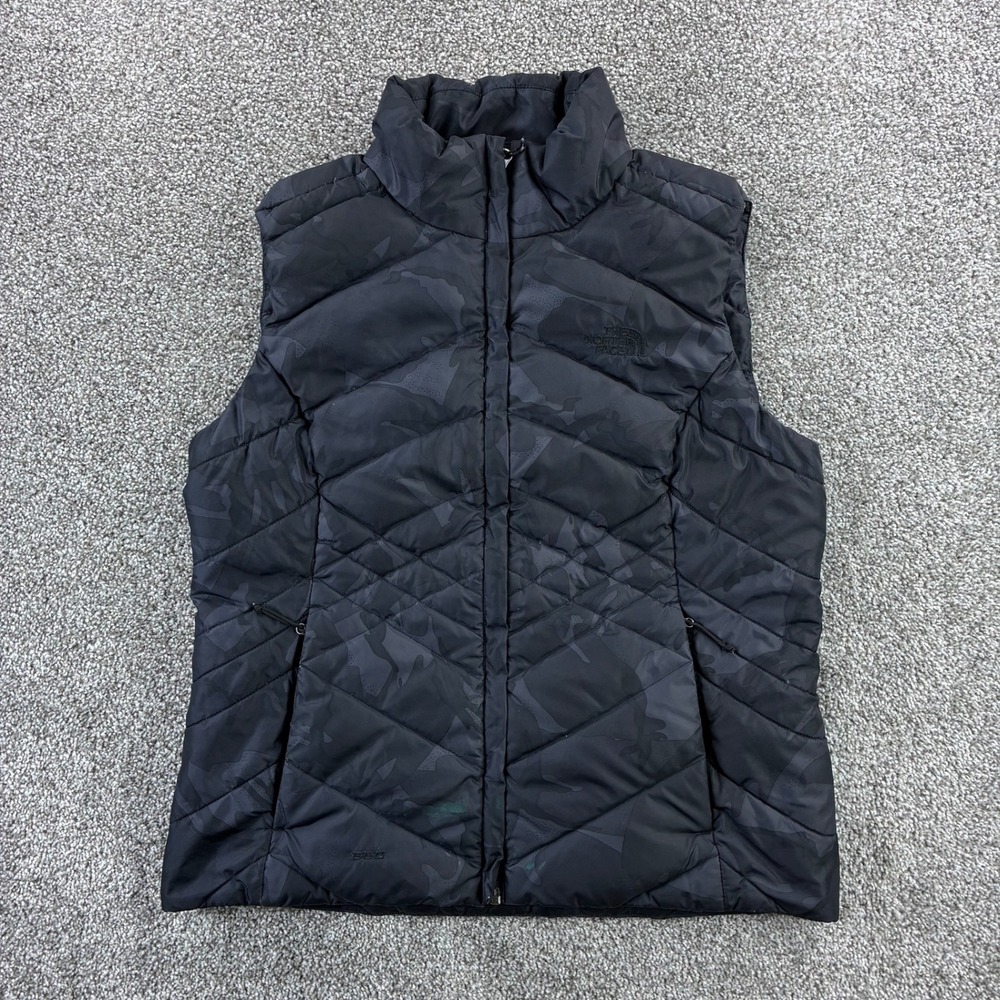 The North Face Puffer Vest Women's M Black Camo Aconcagua‎ 550 Fill Goose Down